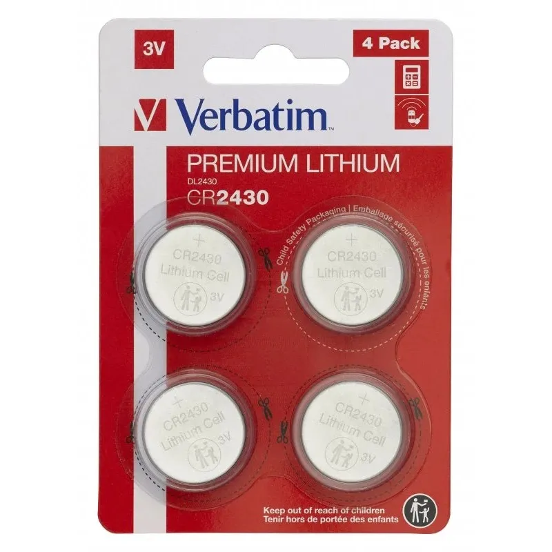 PILHAS CR2430 3V LITHIUM 4UN VERBATIM