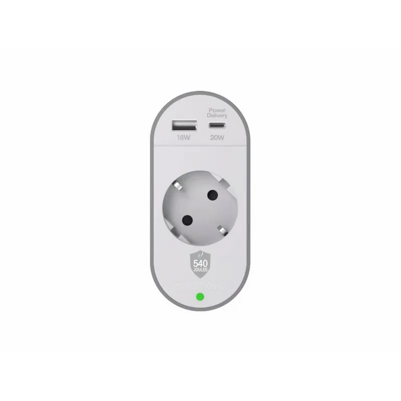 PROTECTOR DE TOMADA INDIVID. C/USB+USB-C FORCE POWER